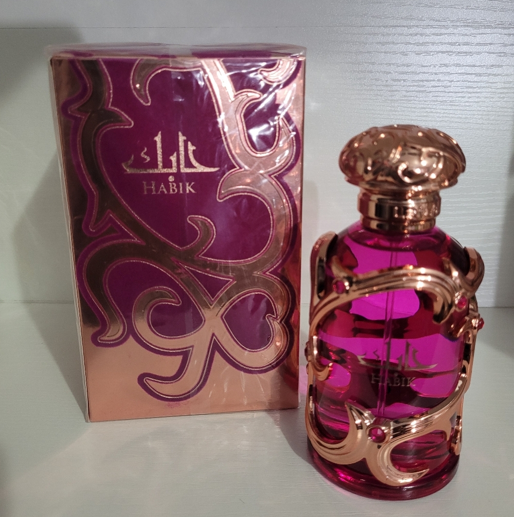 Lattafa Habik Floral Fruity Pink & Rose Gold Perfume Bottle - Picture 2 of 4